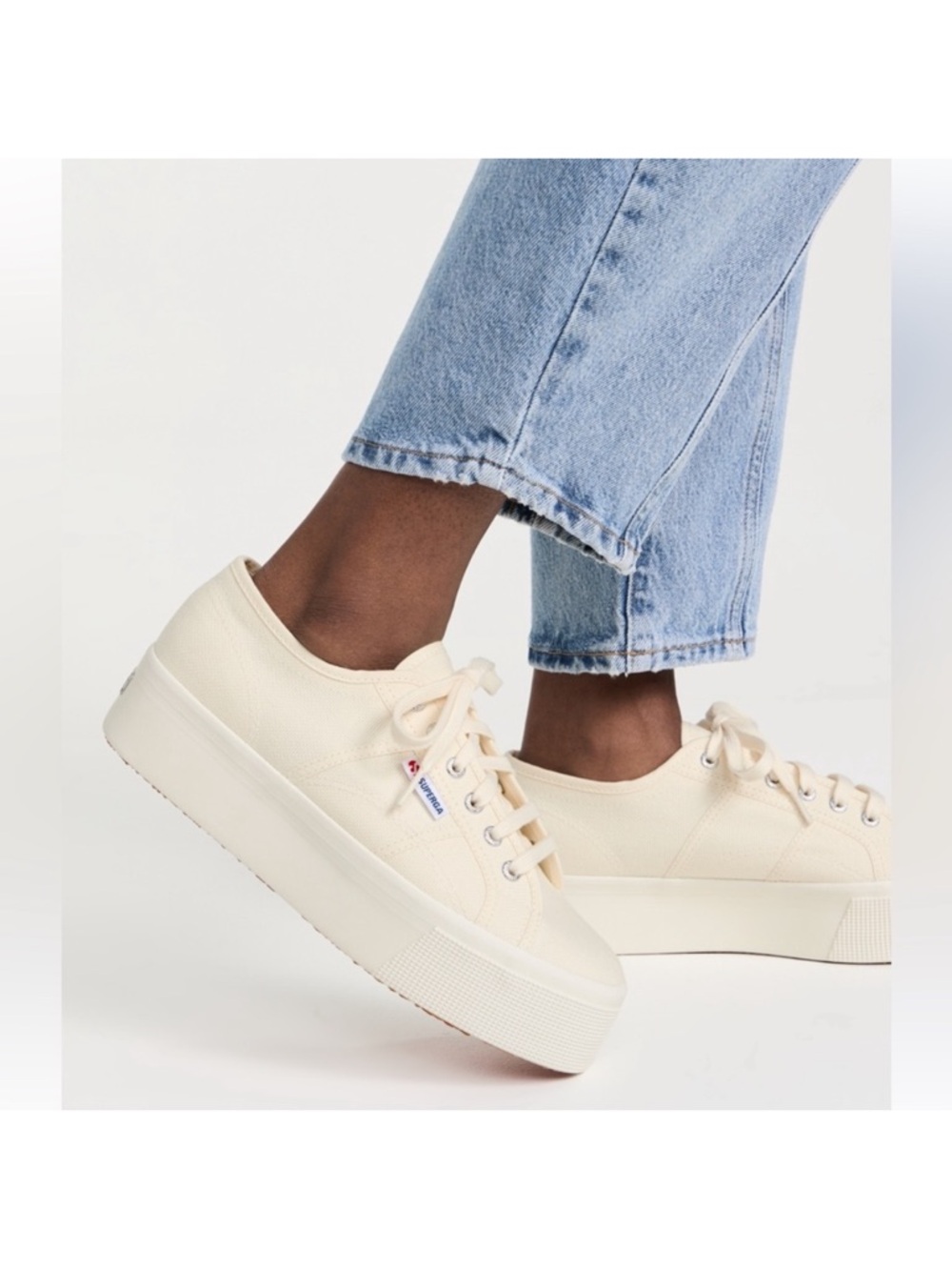 Superga Women's 2790 Beige-Natural Canvas Platform Sneaker—7.5